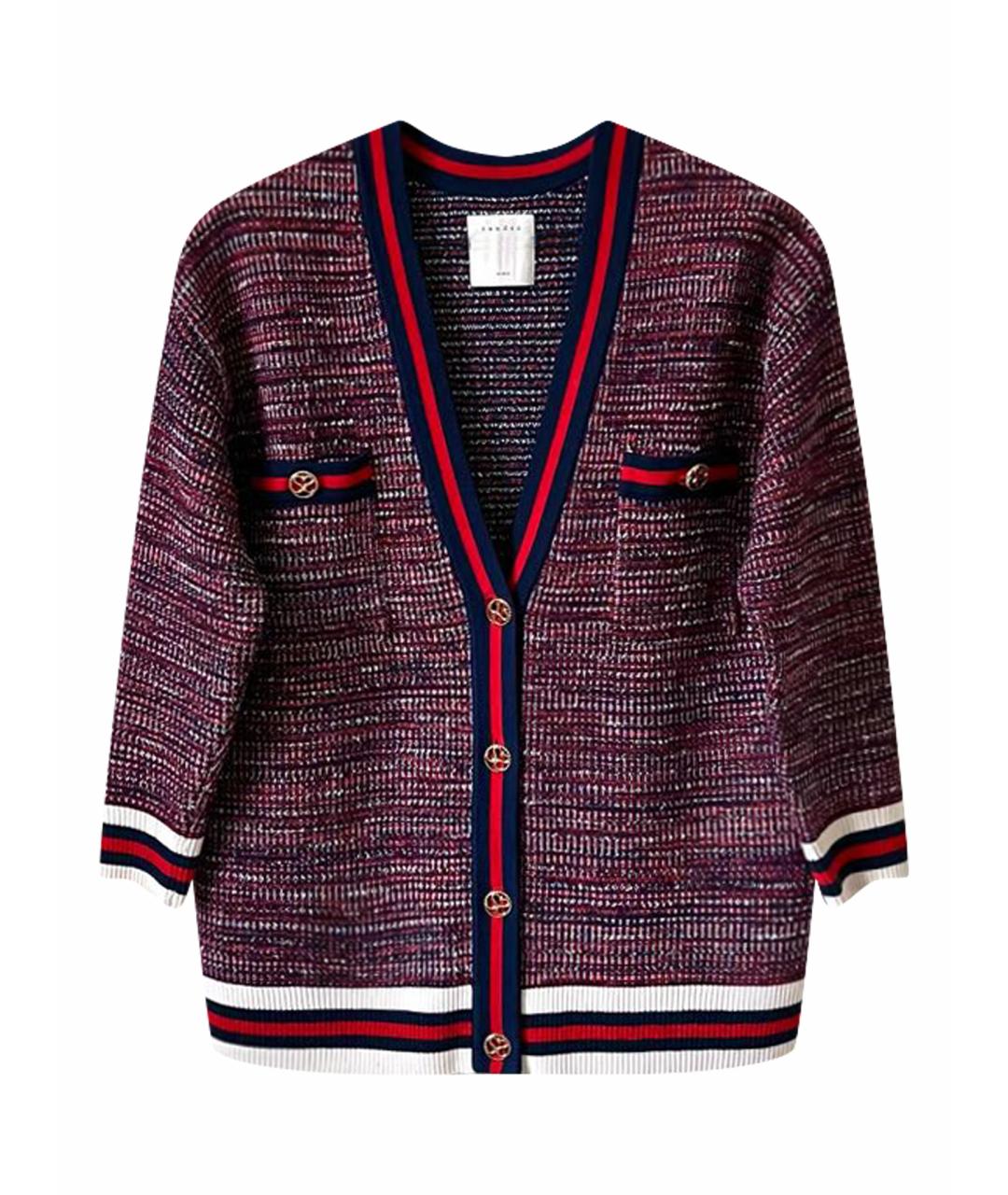 SANDRO Бордовый шерстяной кардиган, фото 1