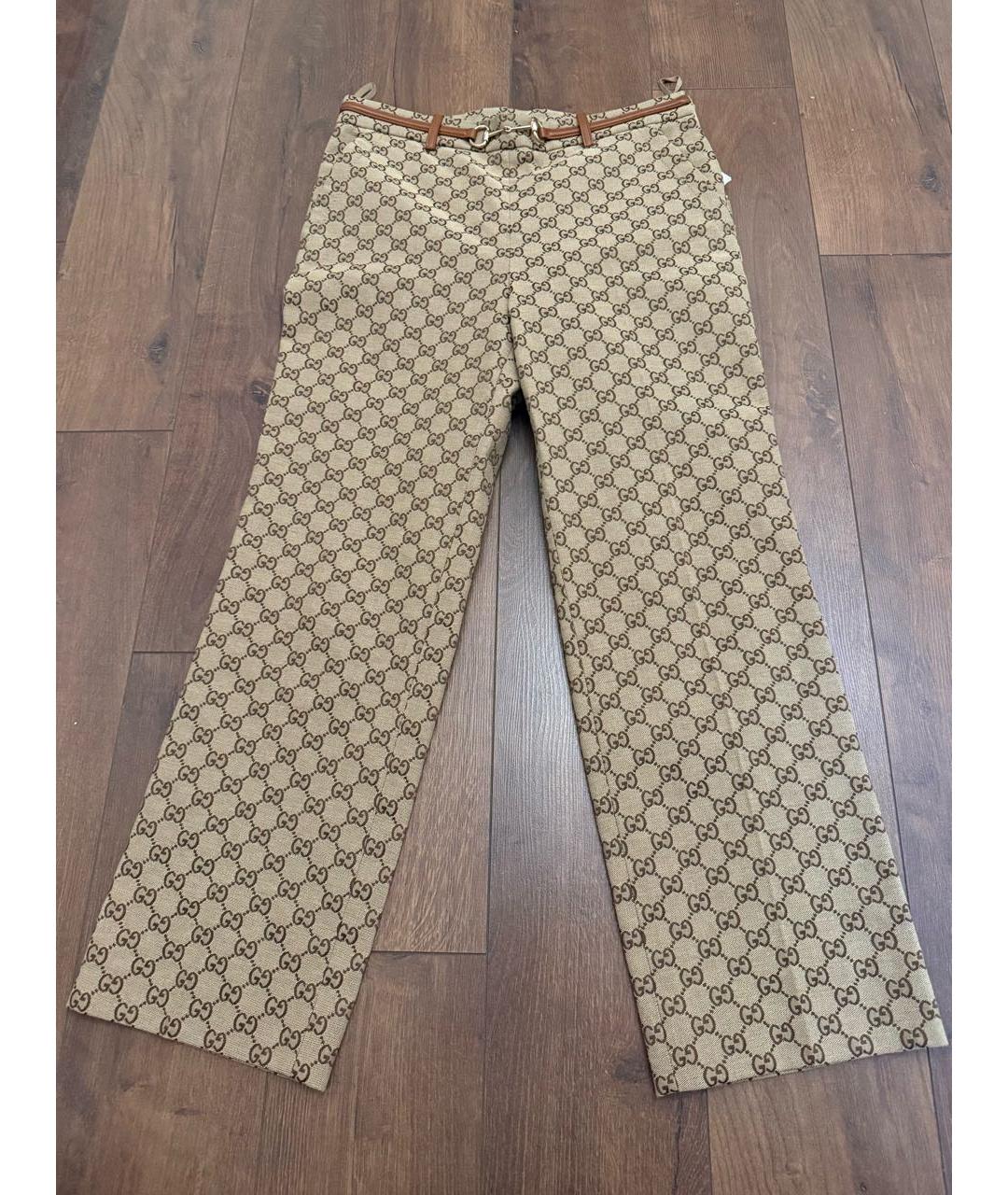 GUCCI Коричневые хлопковые прямые брюки, фото 5