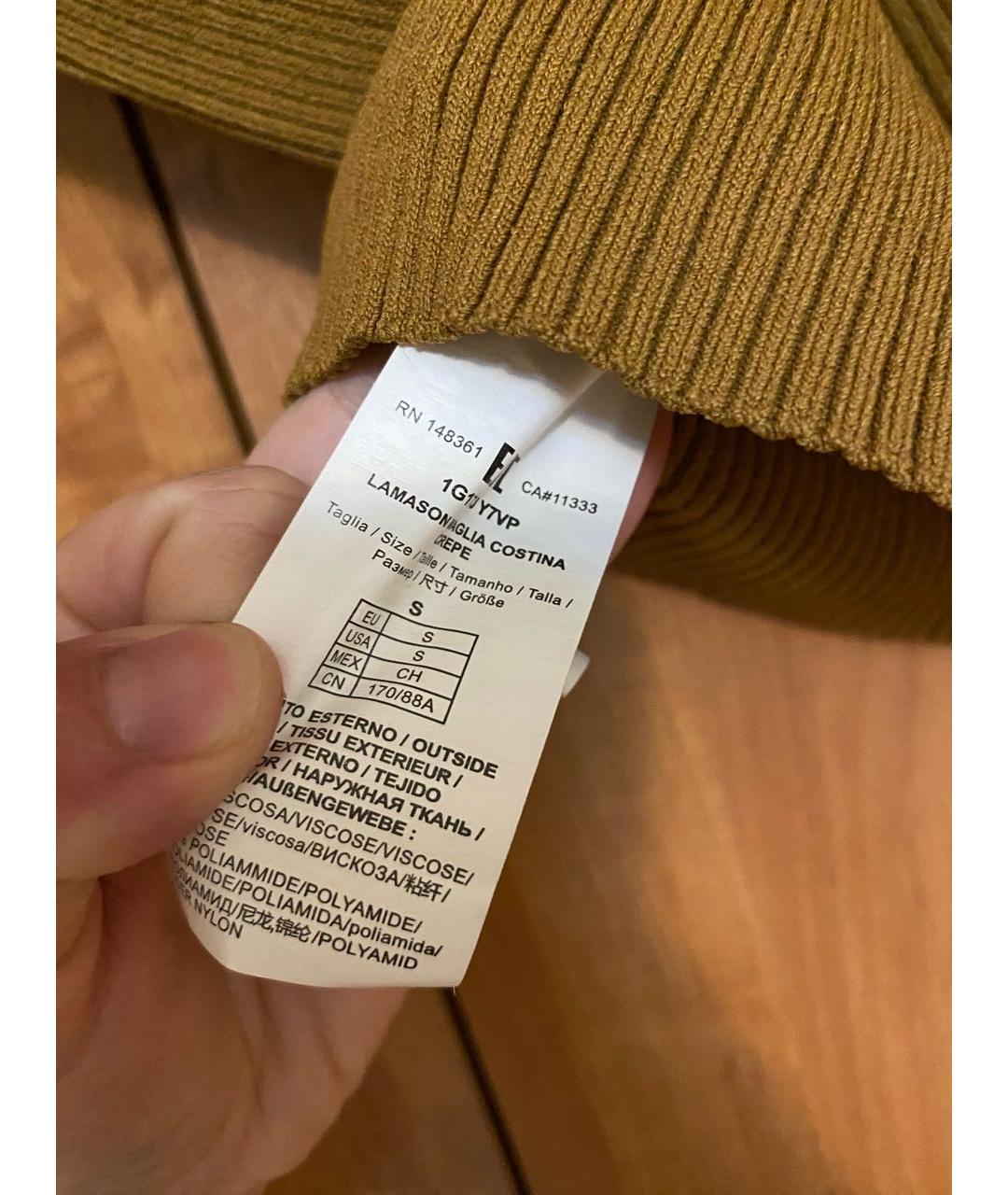 PINKO Горчичная вискозная майка, фото 5