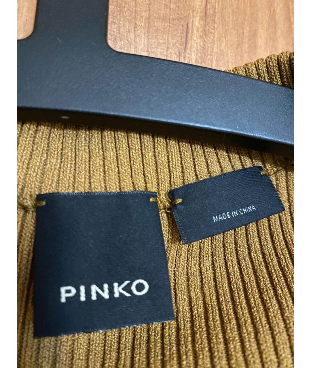 PINKO Горчичная вискозная майка, фото 4