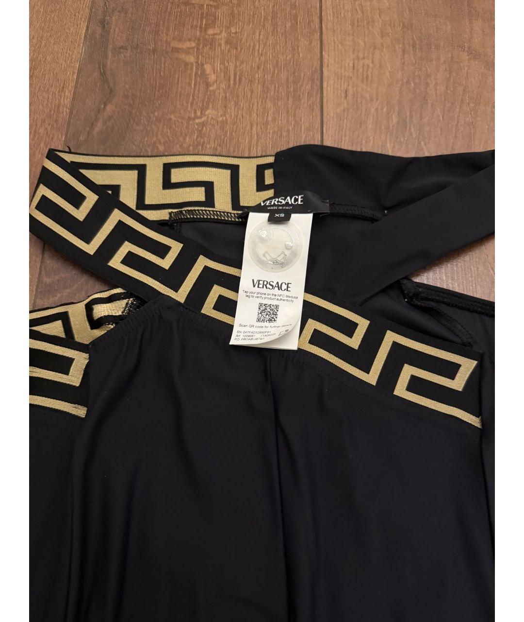 VERSACE Черные полиэстеровые леггинсы и велосипедки, фото 3