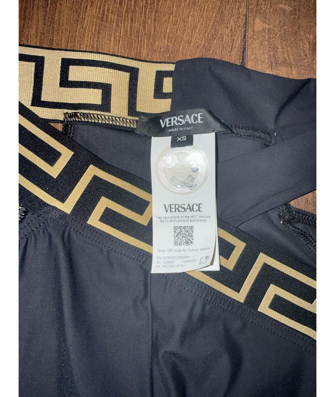 VERSACE Черные полиэстеровые леггинсы и велосипедки, фото 4