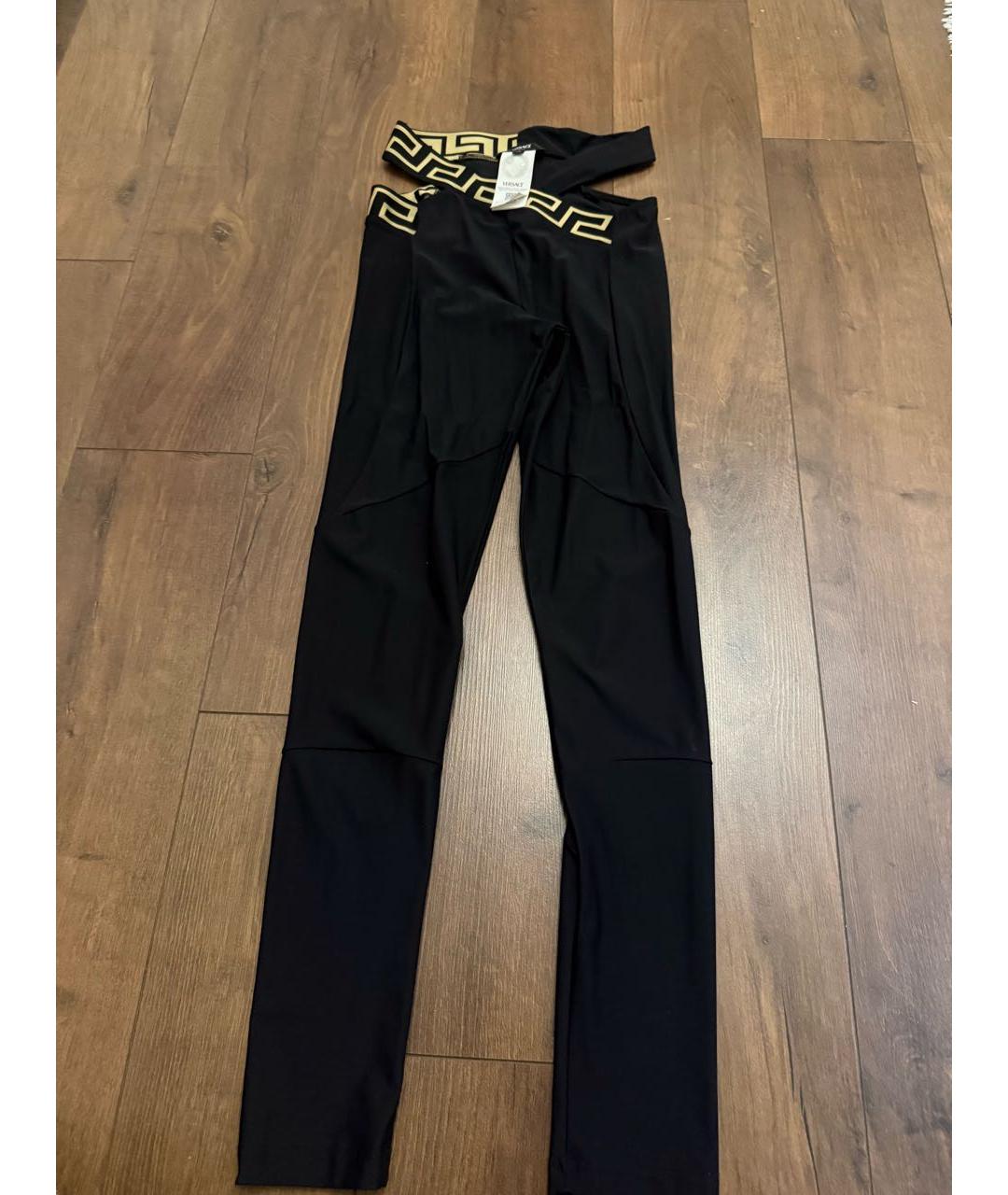 VERSACE Черные полиэстеровые леггинсы и велосипедки, фото 2