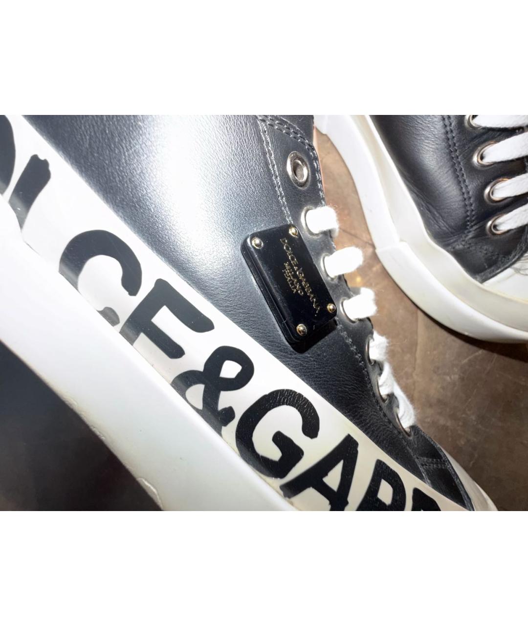 DOLCE&GABBANA Черные кожаные кеды, фото 6