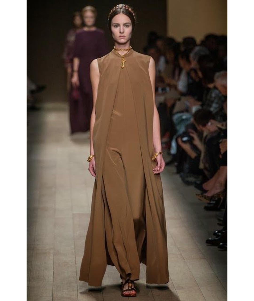 VALENTINO Коричневый шелковый комбинезон, фото 2