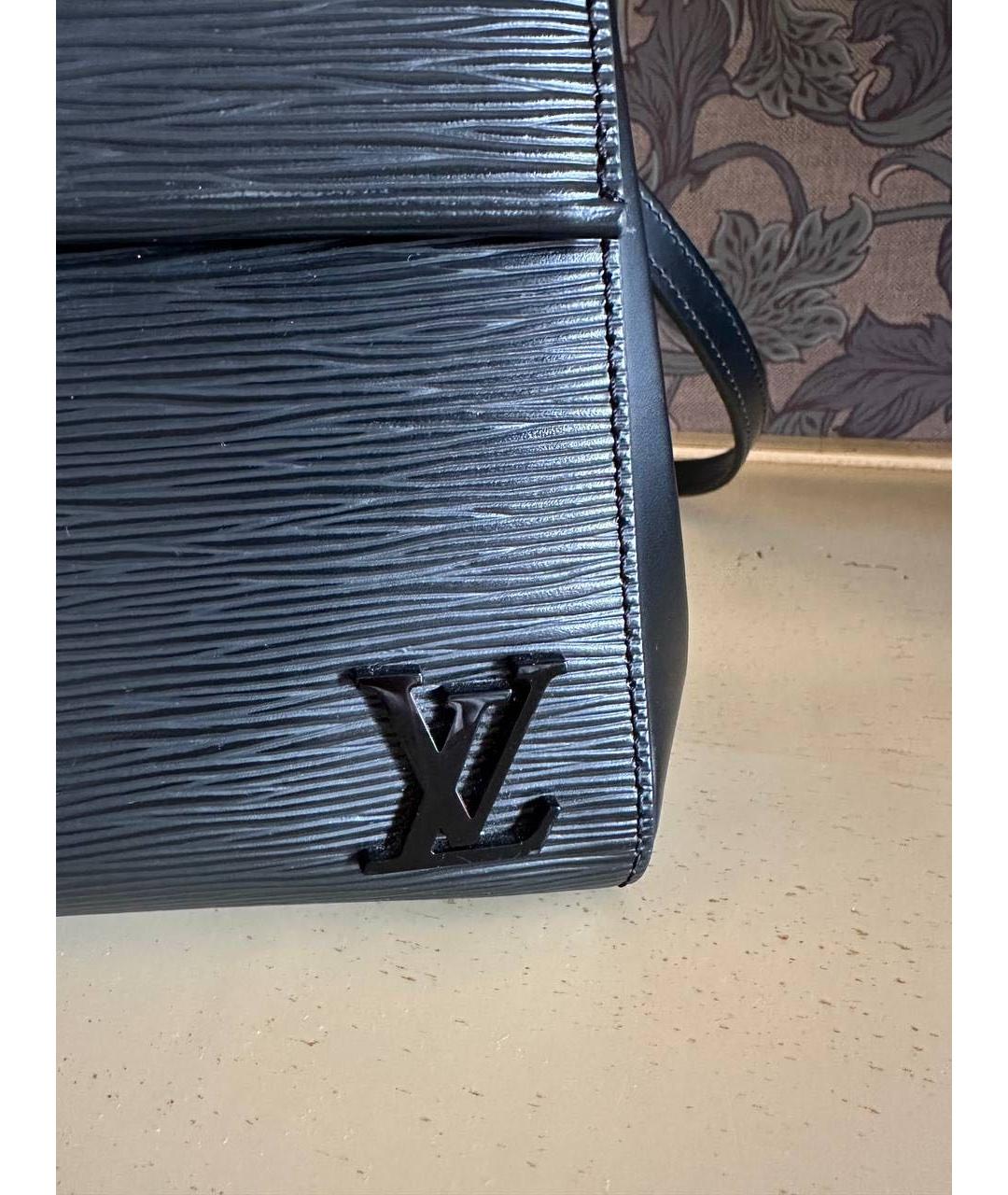 LOUIS VUITTON Черная кожаная сумка с короткими ручками, фото 6