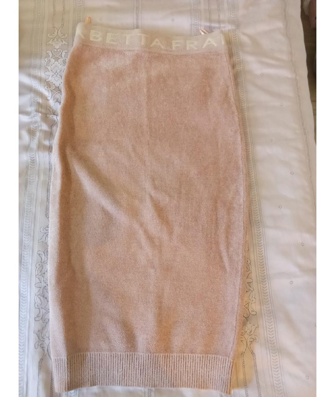 ELISABETTA FRANCHI Бежевая шерстяная юбка миди, фото 8