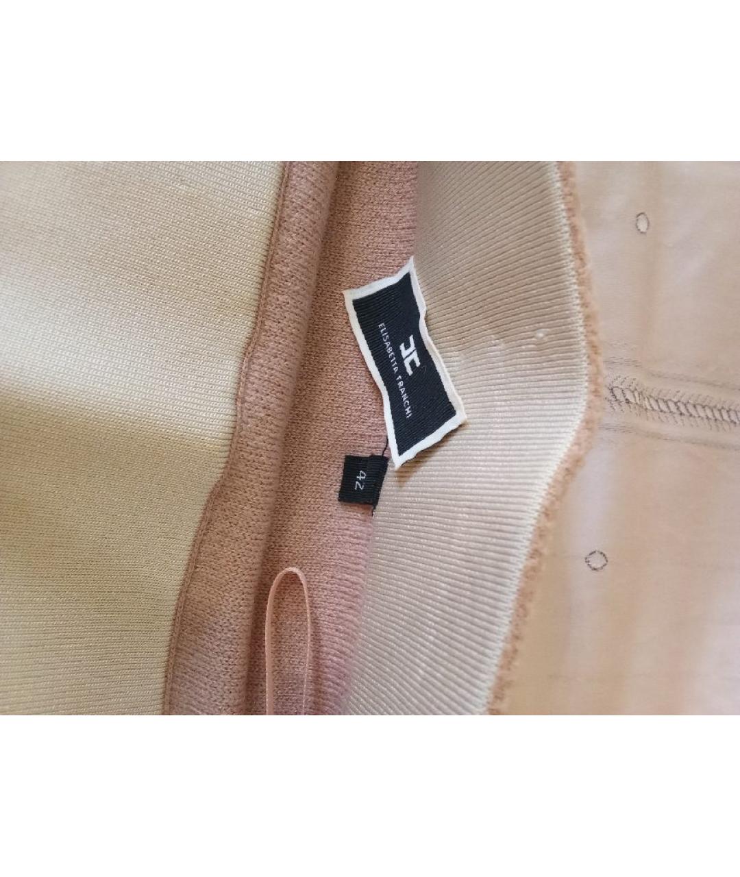 ELISABETTA FRANCHI Бежевая шерстяная юбка миди, фото 4