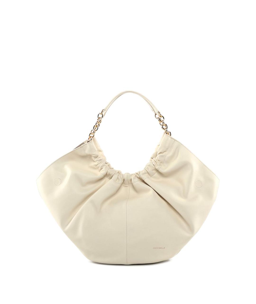 COCCINELLE Бежевая кожаная сумка с короткими ручками, фото 3