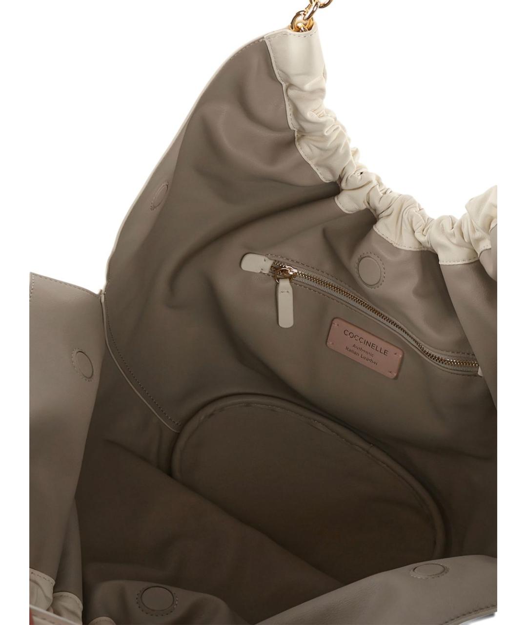 COCCINELLE Бежевая кожаная сумка с короткими ручками, фото 2