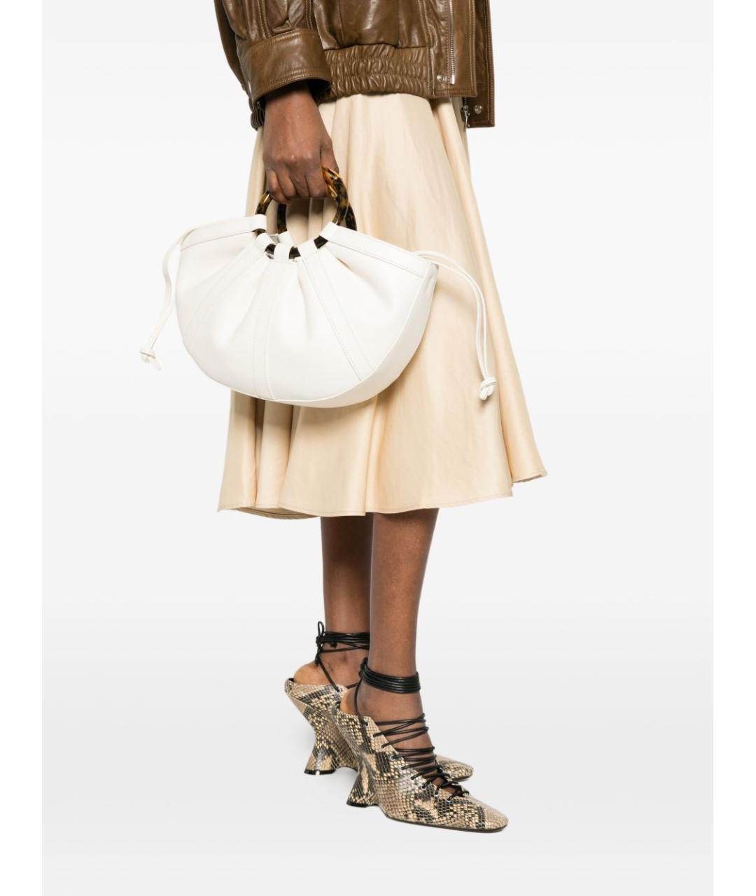 COCCINELLE Белая кожаная сумка с короткими ручками, фото 4