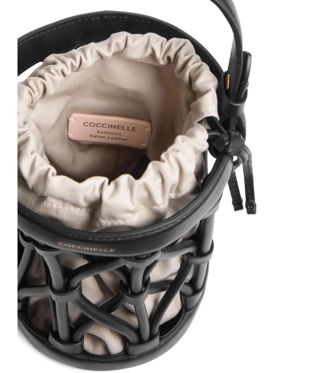 COCCINELLE Черная кожаная сумка с короткими ручками, фото 3