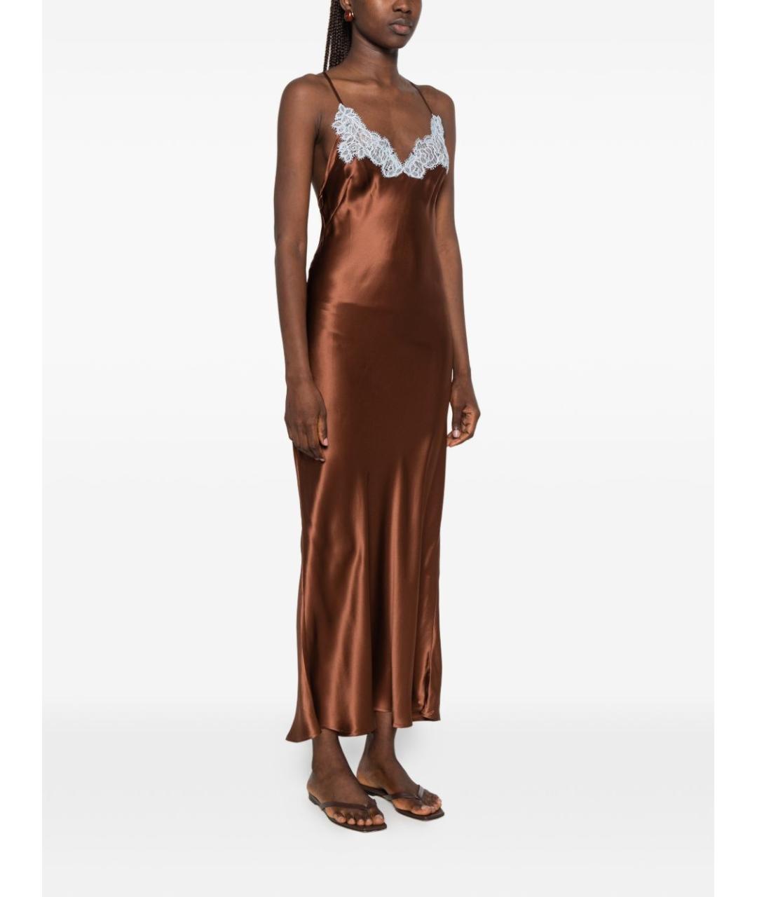 MC2 SAINT BARTH Коричневое шелковое платье, фото 2