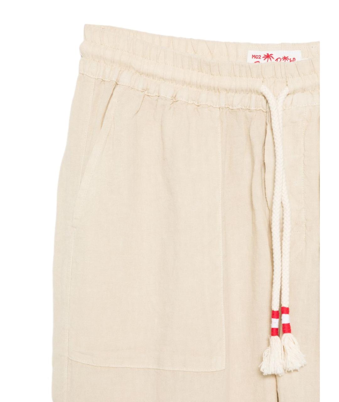 MC2 SAINT BARTH Бежевые льняные повседневные брюки, фото 3