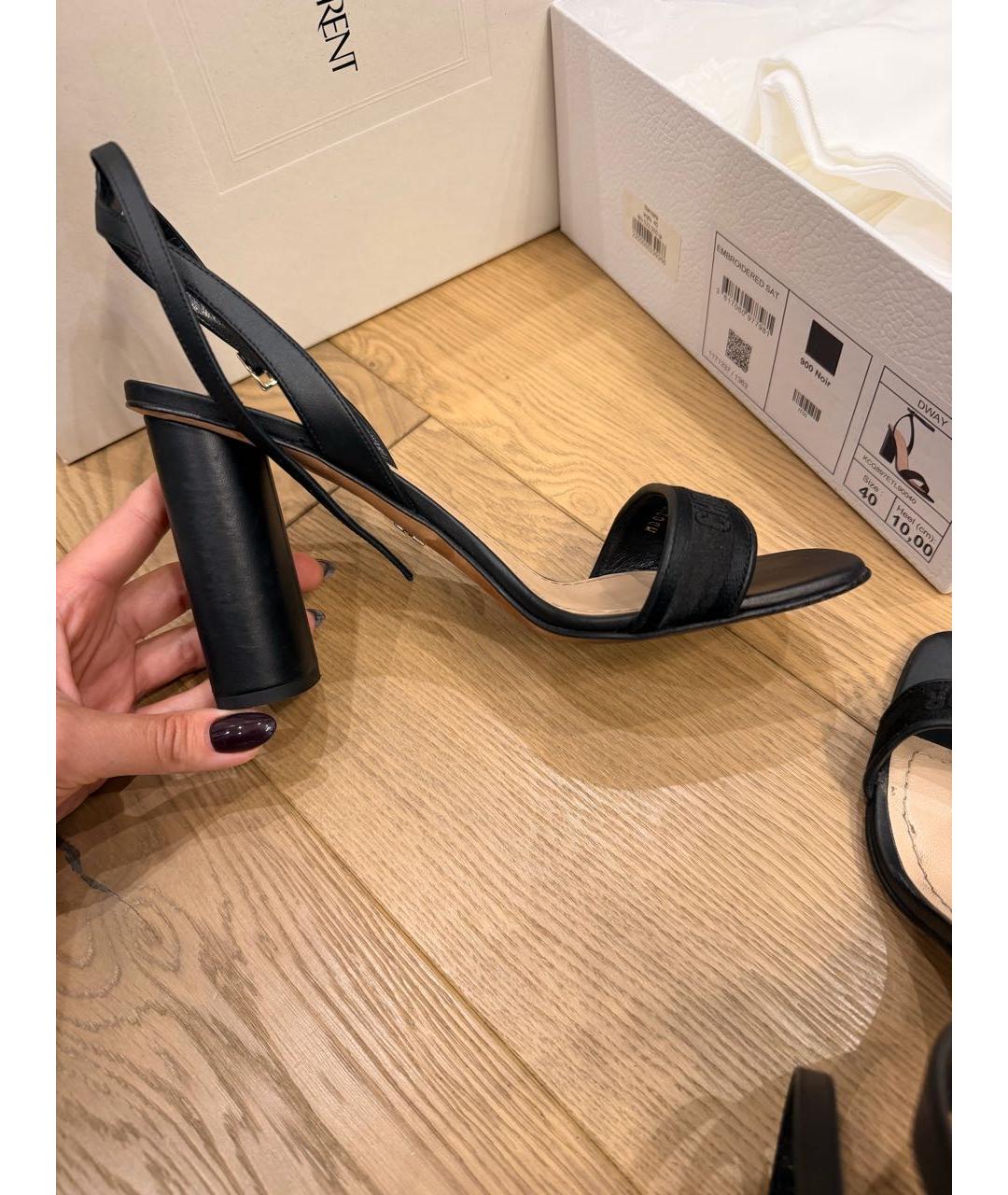 CHRISTIAN DIOR Черные кожаные босоножки, фото 5