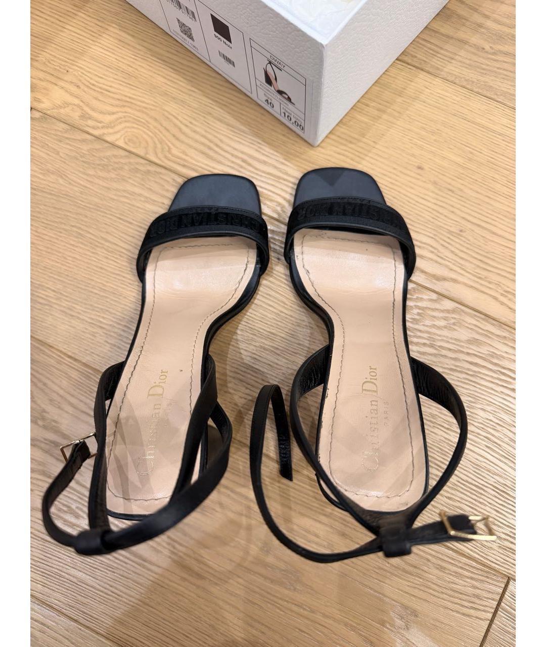 CHRISTIAN DIOR Черные кожаные босоножки, фото 3