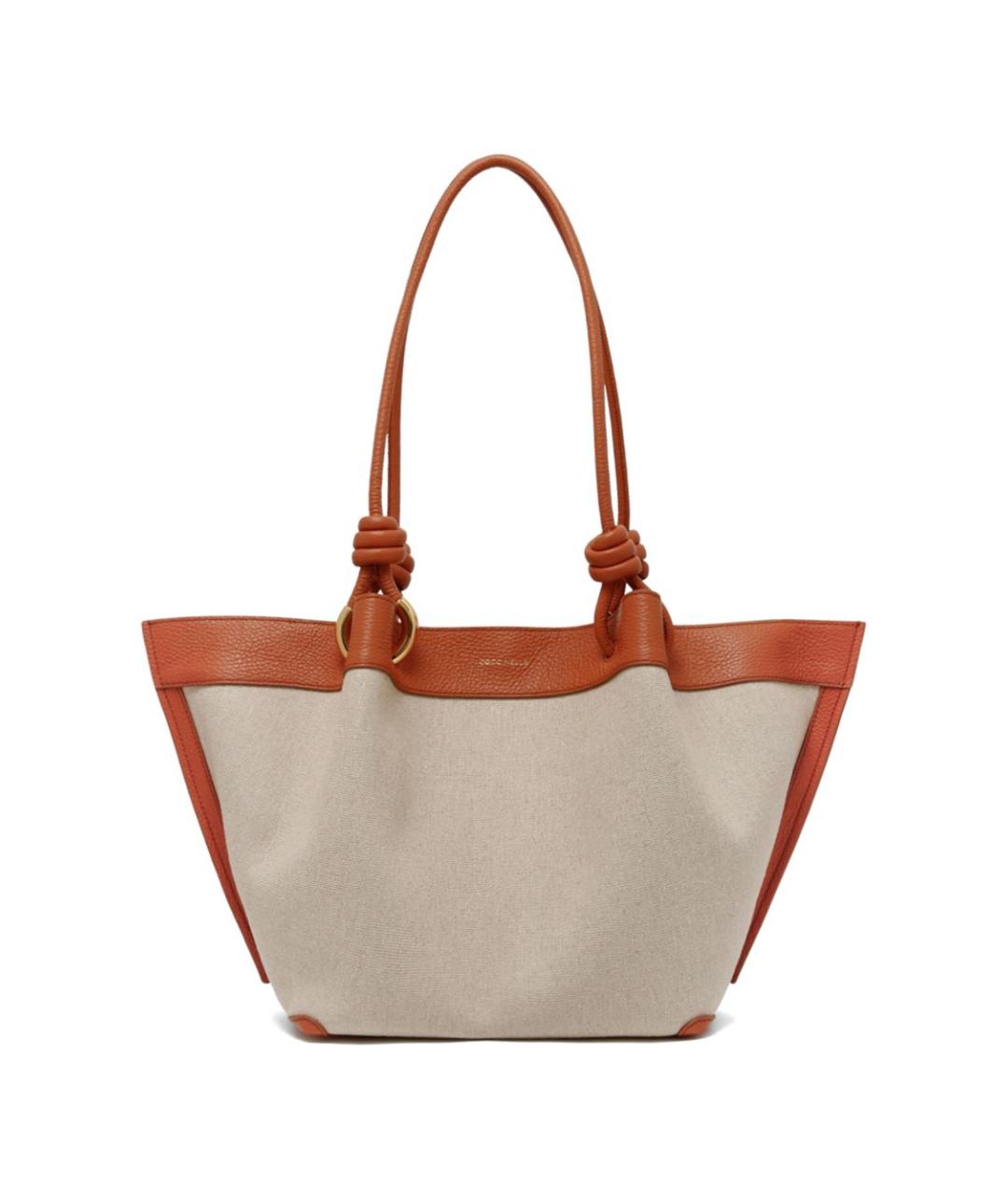 COCCINELLE Бежевая льняная сумка тоут, фото 1