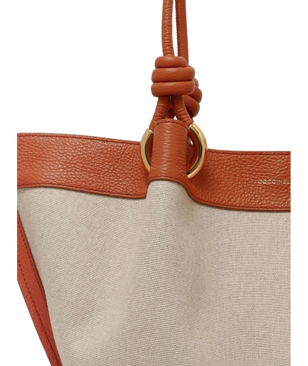 COCCINELLE Бежевая льняная сумка тоут, фото 3