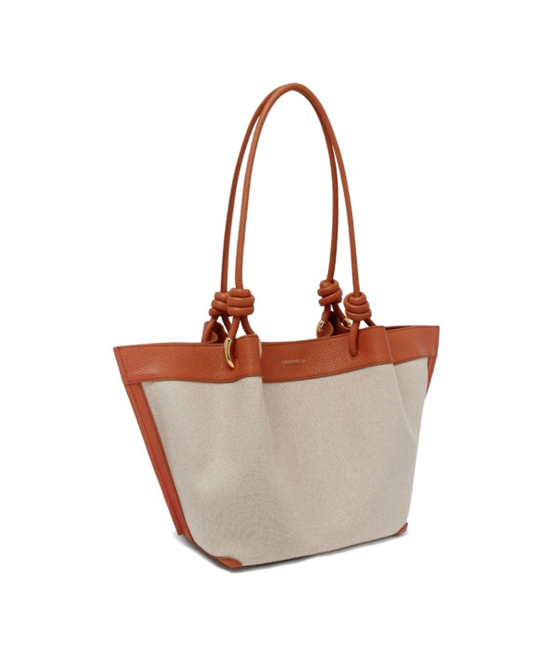 COCCINELLE Бежевая льняная сумка тоут, фото 4