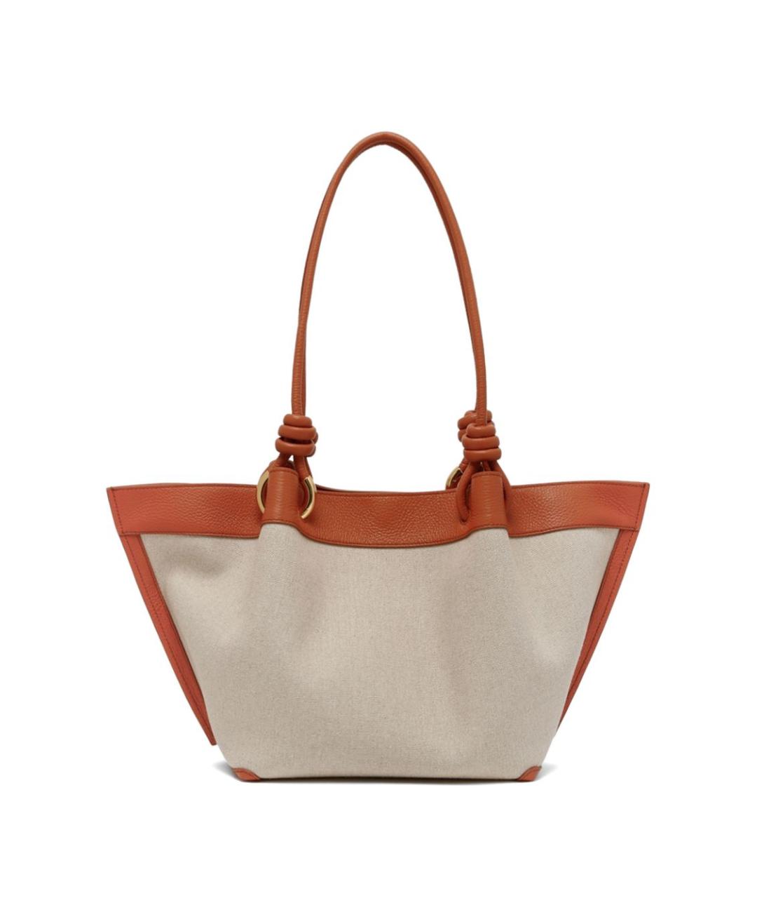 COCCINELLE Бежевая льняная сумка тоут, фото 2