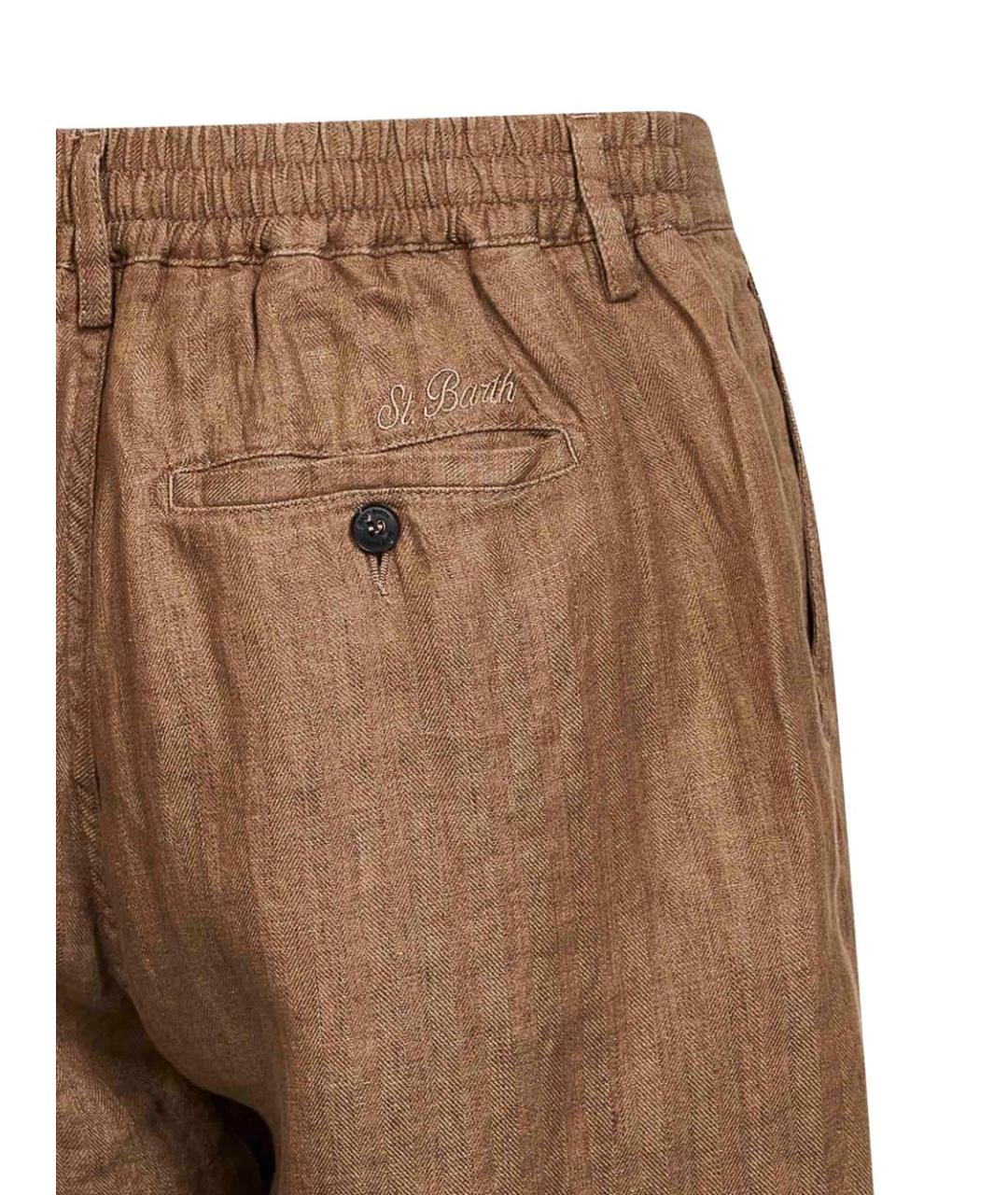 MC2 SAINT BARTH Коричневые льняные повседневные брюки, фото 2