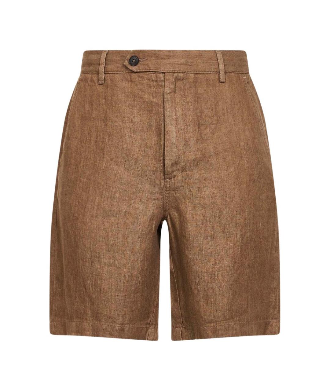 MC2 SAINT BARTH Коричневые льняные повседневные брюки, фото 1