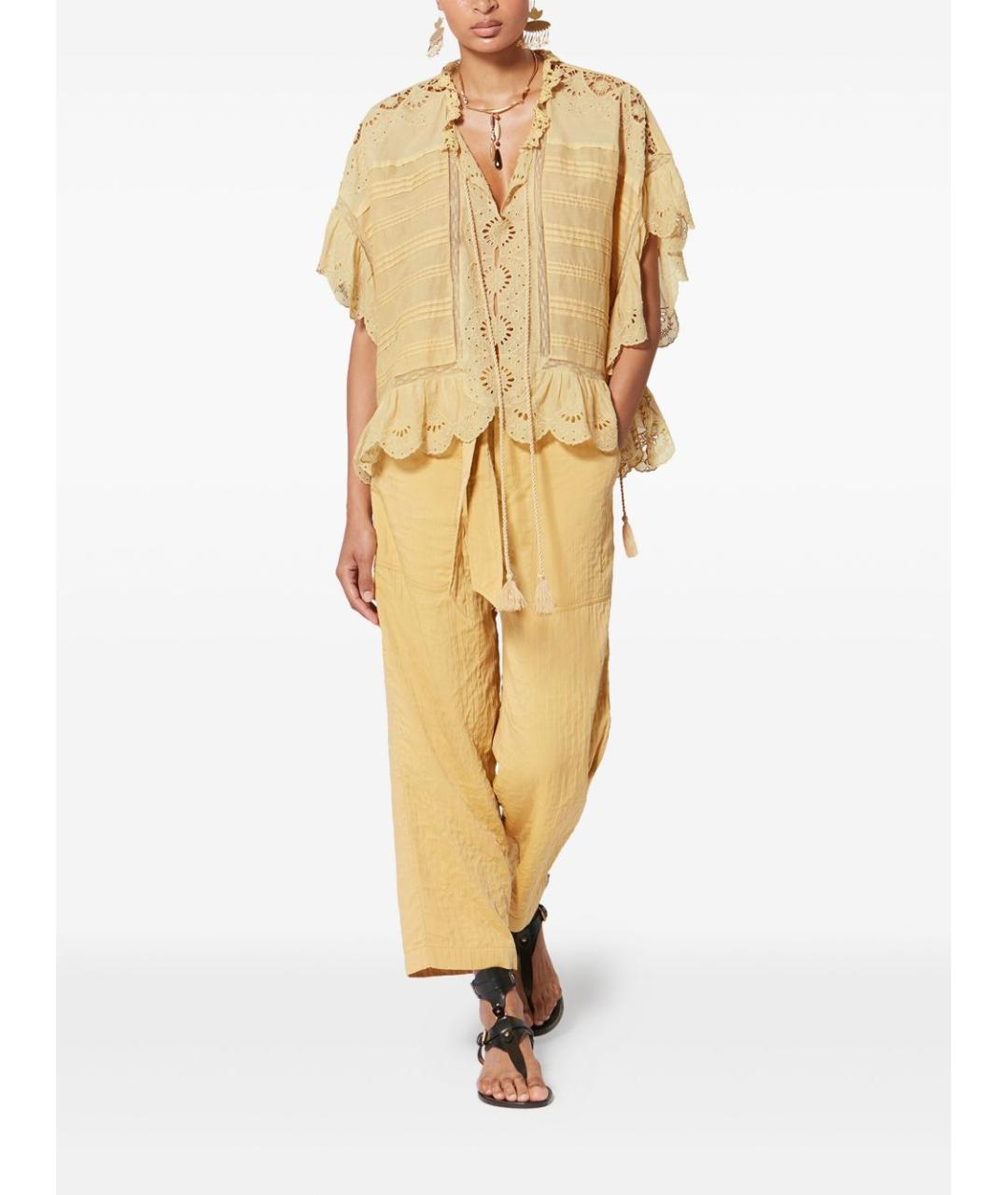 ISABEL MARANT ETOILE Желтая хлопковая футболка, фото 3