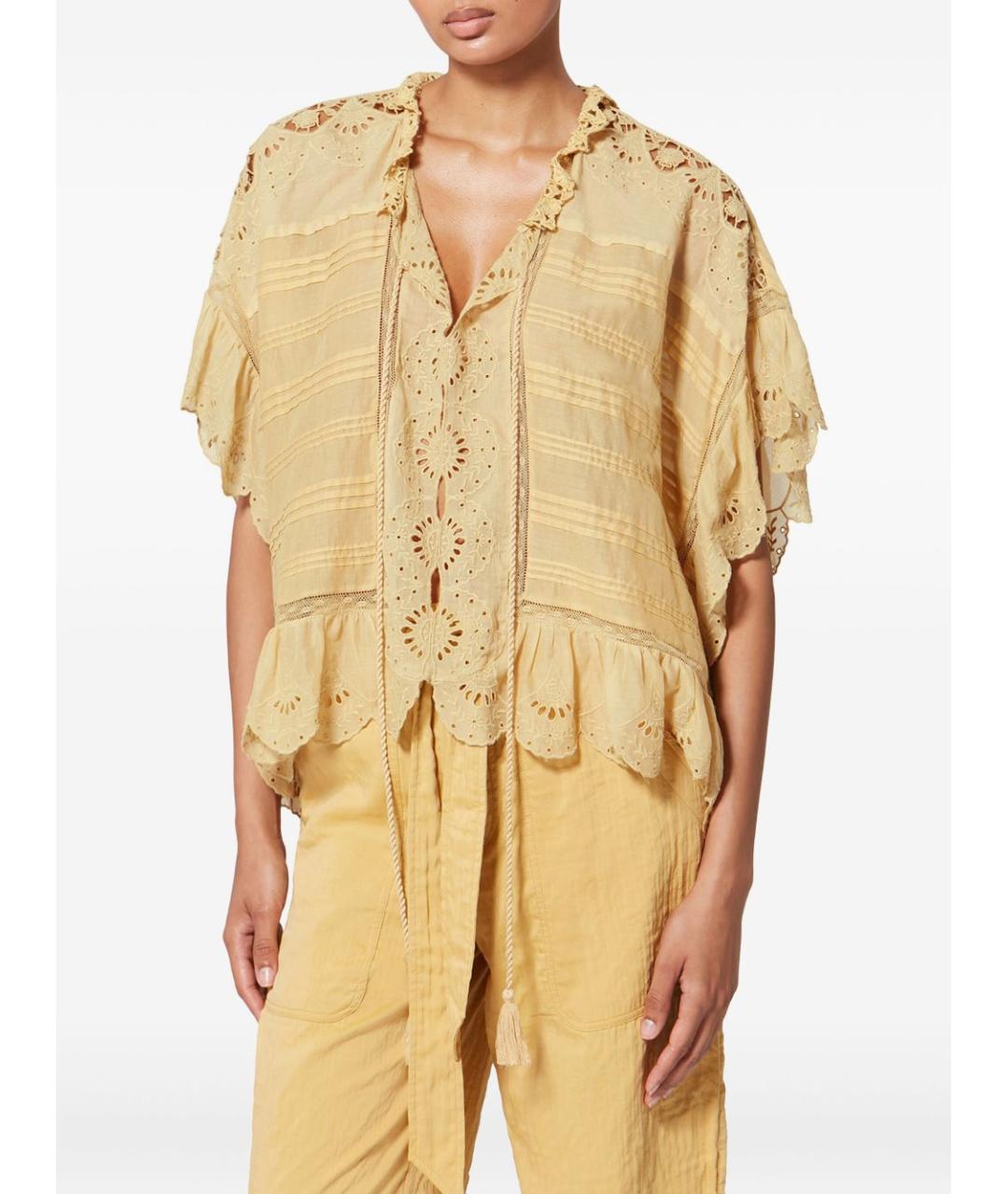 ISABEL MARANT ETOILE Желтая хлопковая футболка, фото 5