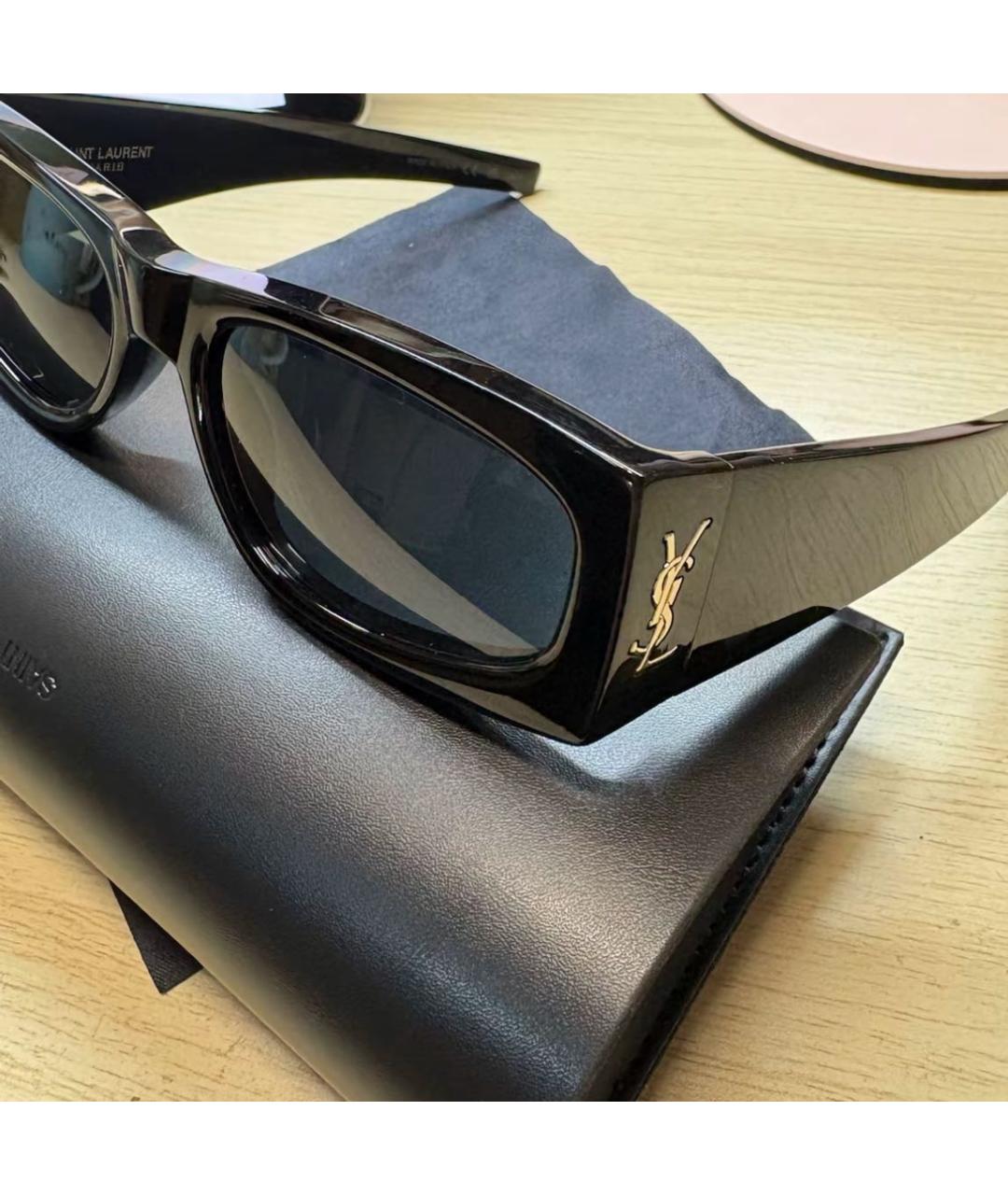 SAINT LAURENT Черные пластиковые солнцезащитные очки, фото 7
