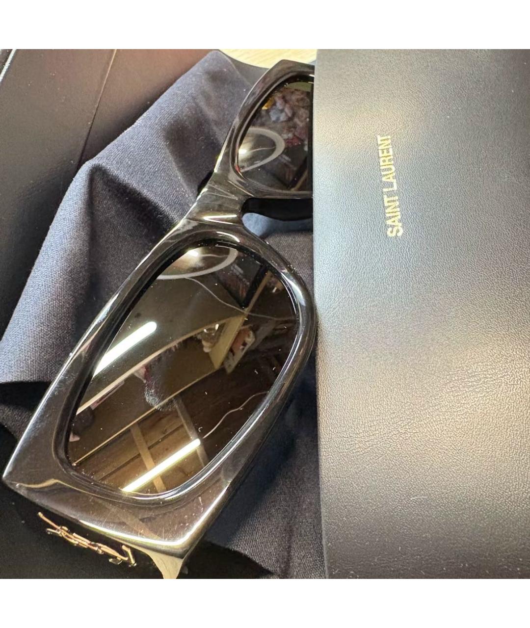 SAINT LAURENT Черные пластиковые солнцезащитные очки, фото 8