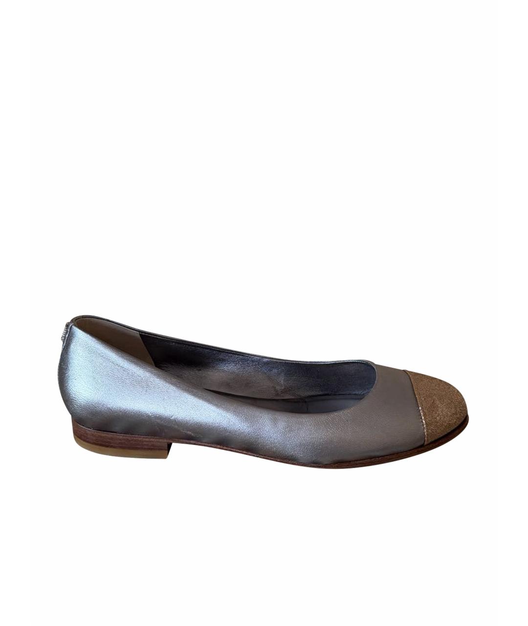 CHANEL Серые кожаные балетки, фото 10