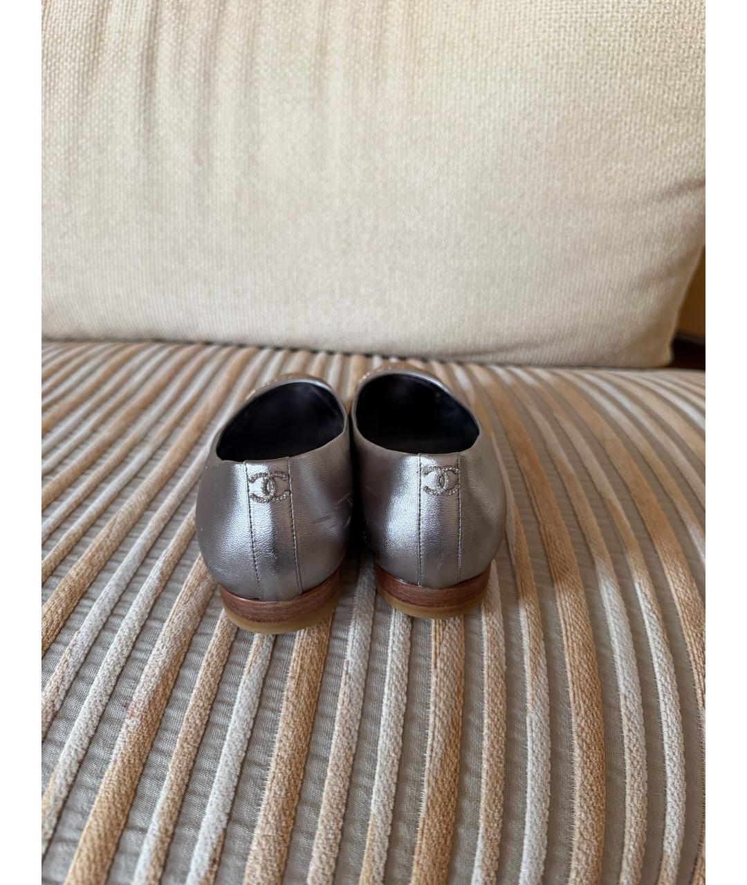 CHANEL Серые кожаные балетки, фото 4