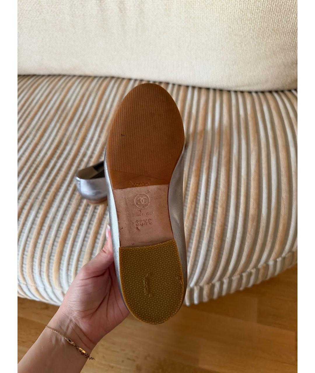 CHANEL Серые кожаные балетки, фото 8