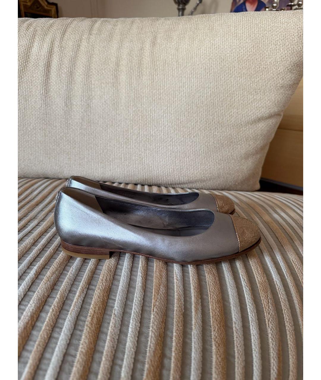 CHANEL Серые кожаные балетки, фото 9