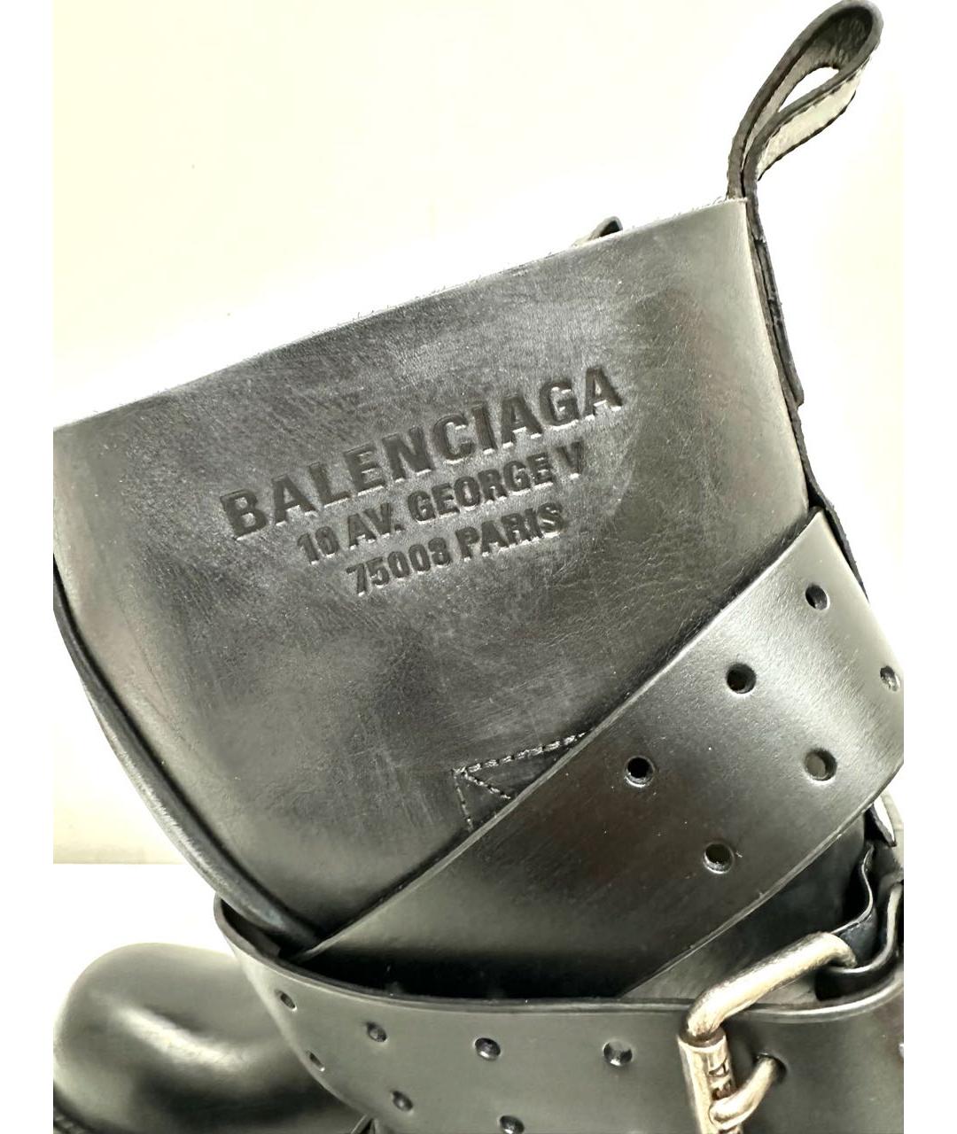 BALENCIAGA Черные кожаные высокие ботинки, фото 2