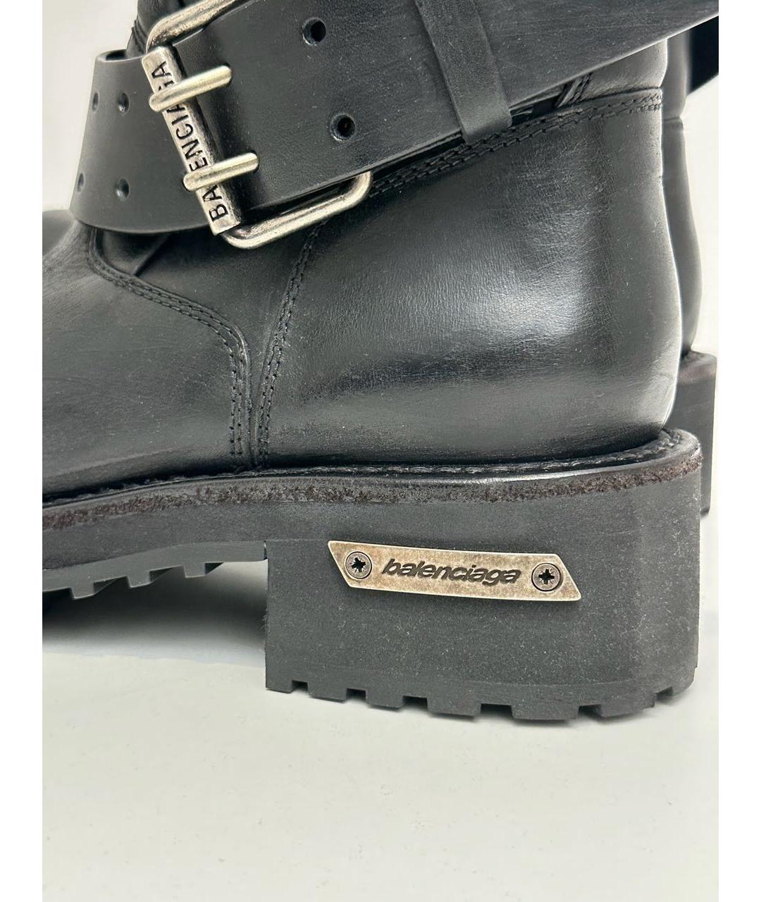 BALENCIAGA Черные кожаные высокие ботинки, фото 3