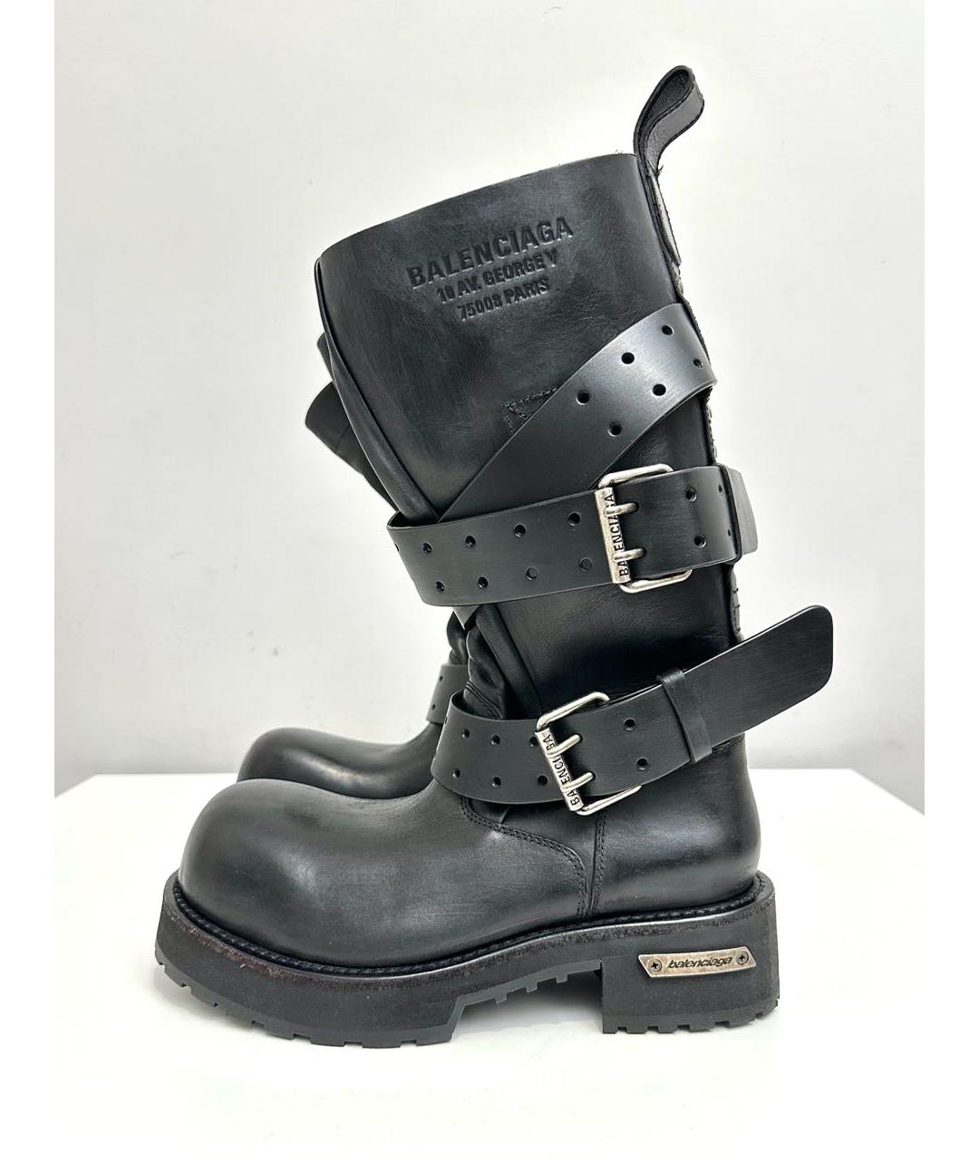 BALENCIAGA Черные кожаные высокие ботинки, фото 9