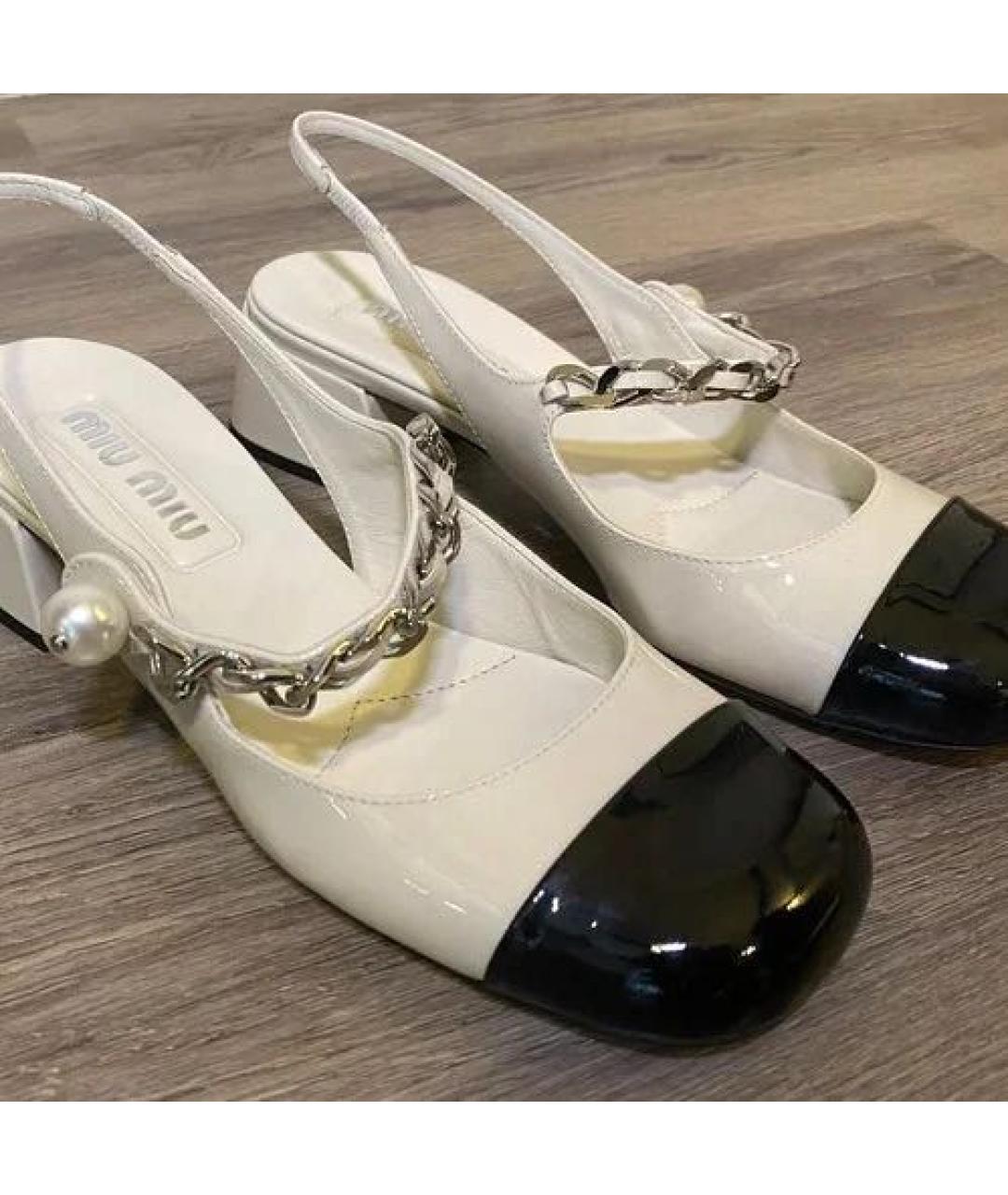 MIU MIU Белые туфли из лакированной кожи, фото 4