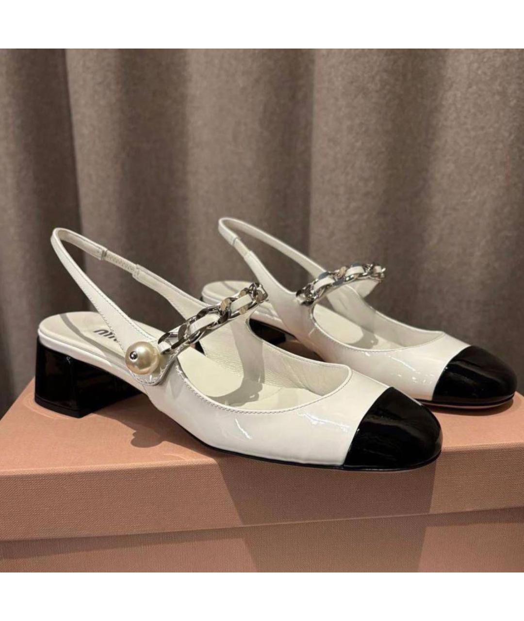 MIU MIU Белые туфли из лакированной кожи, фото 2