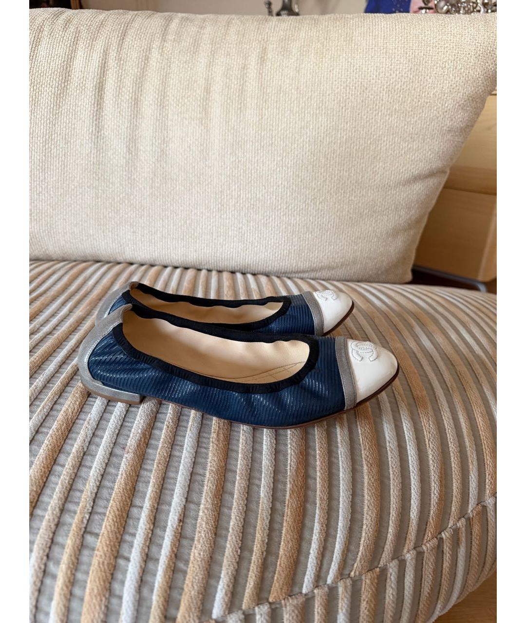 CHANEL Темно-синие балетки, фото 9