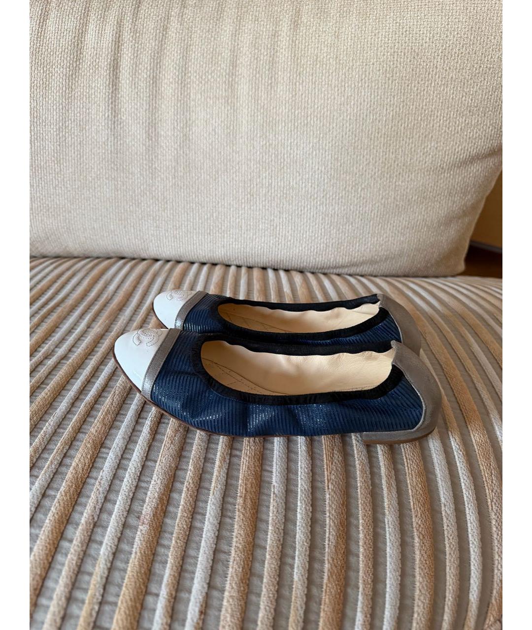 CHANEL Темно-синие балетки, фото 4