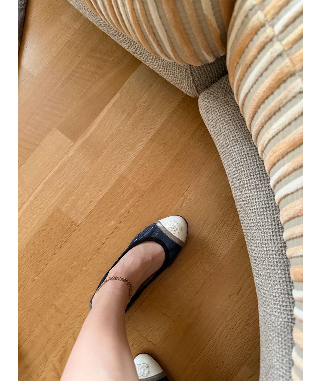 CHANEL Темно-синие балетки, фото 8