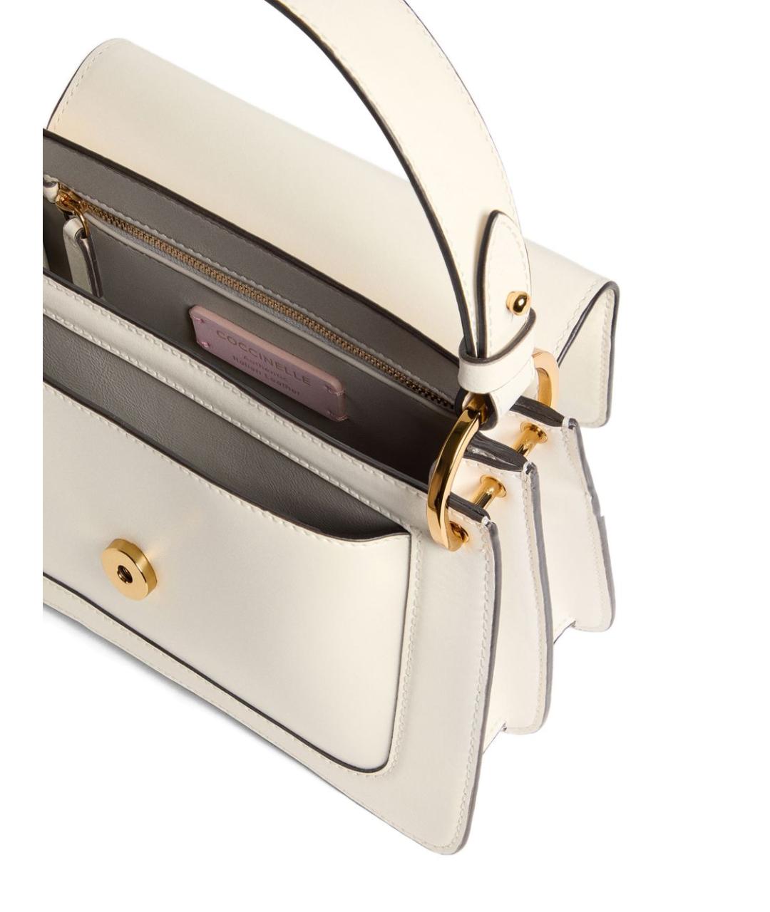 COCCINELLE Белая кожаная сумка с короткими ручками, фото 3