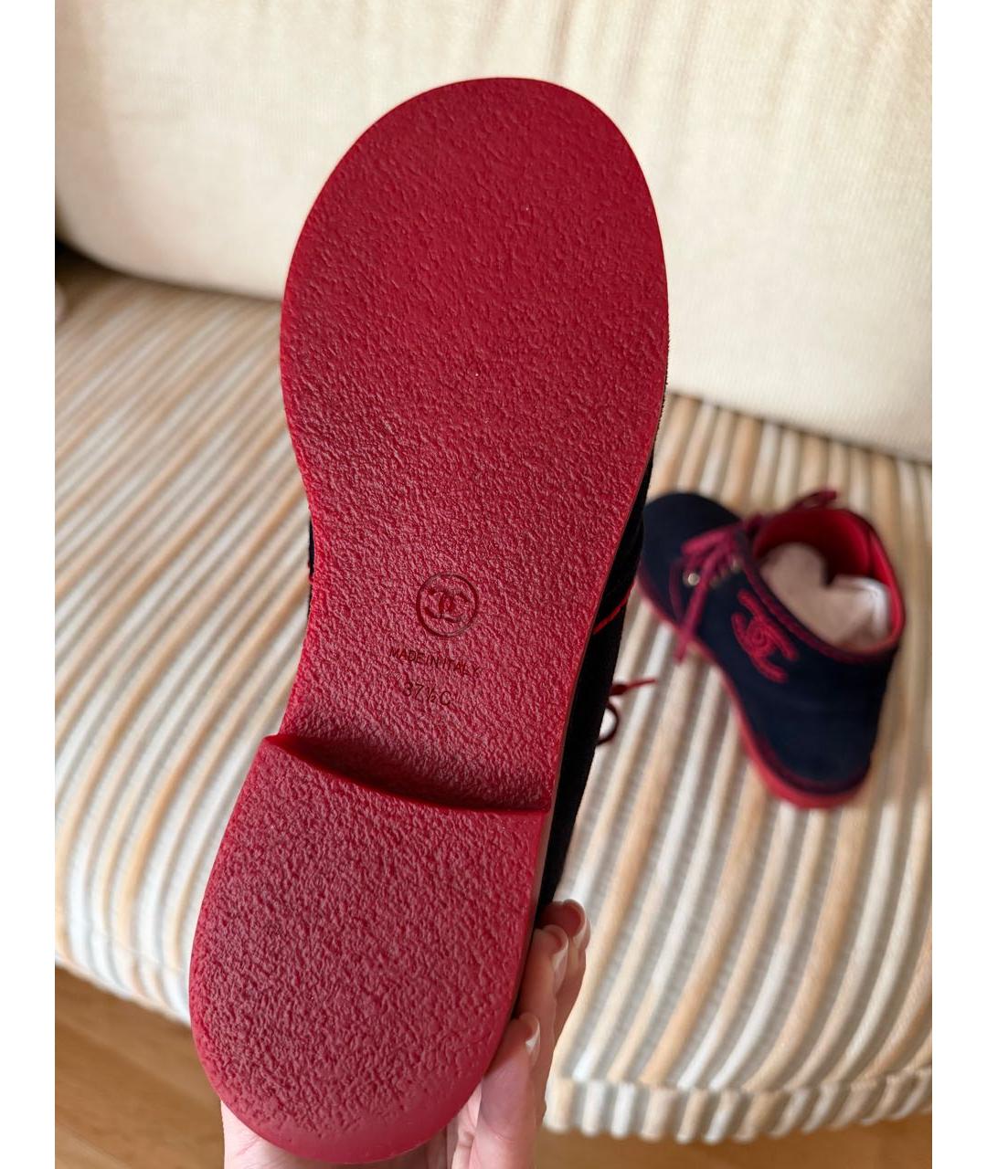 CHANEL Темно-синие замшевые ботинки, фото 4