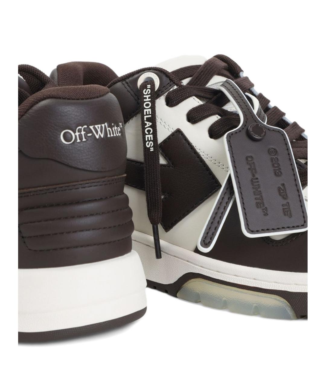 OFF-WHITE Коричневые кожаные низкие кроссовки / кеды, фото 4