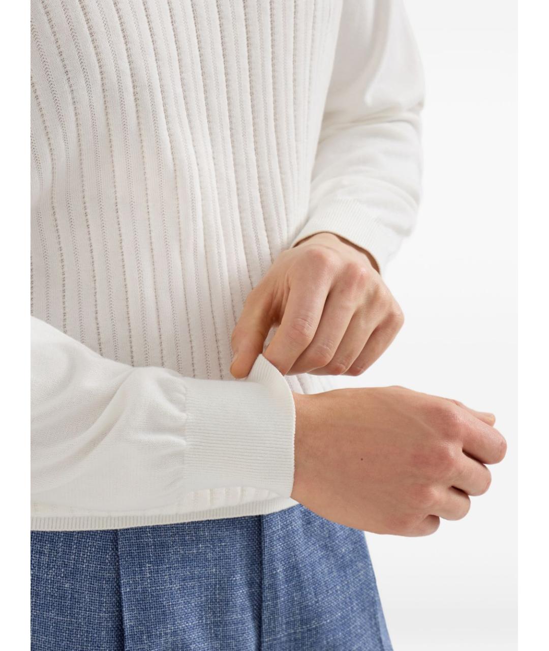 BRUNELLO CUCINELLI Белый хлопковый джемпер / свитер, фото 4