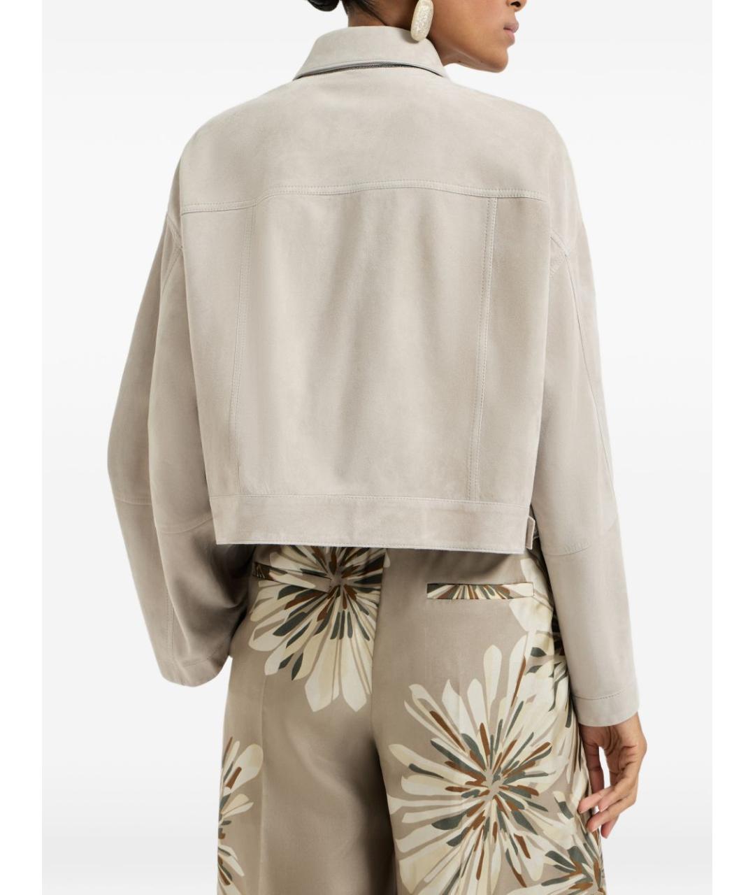 BRUNELLO CUCINELLI Бежевая замшевая куртка, фото 2