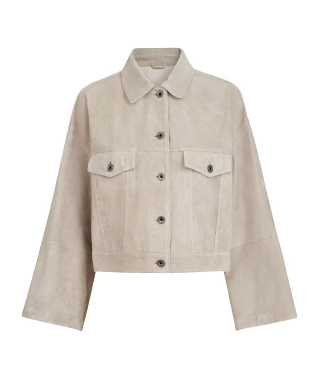 BRUNELLO CUCINELLI Бежевая замшевая куртка, фото 1