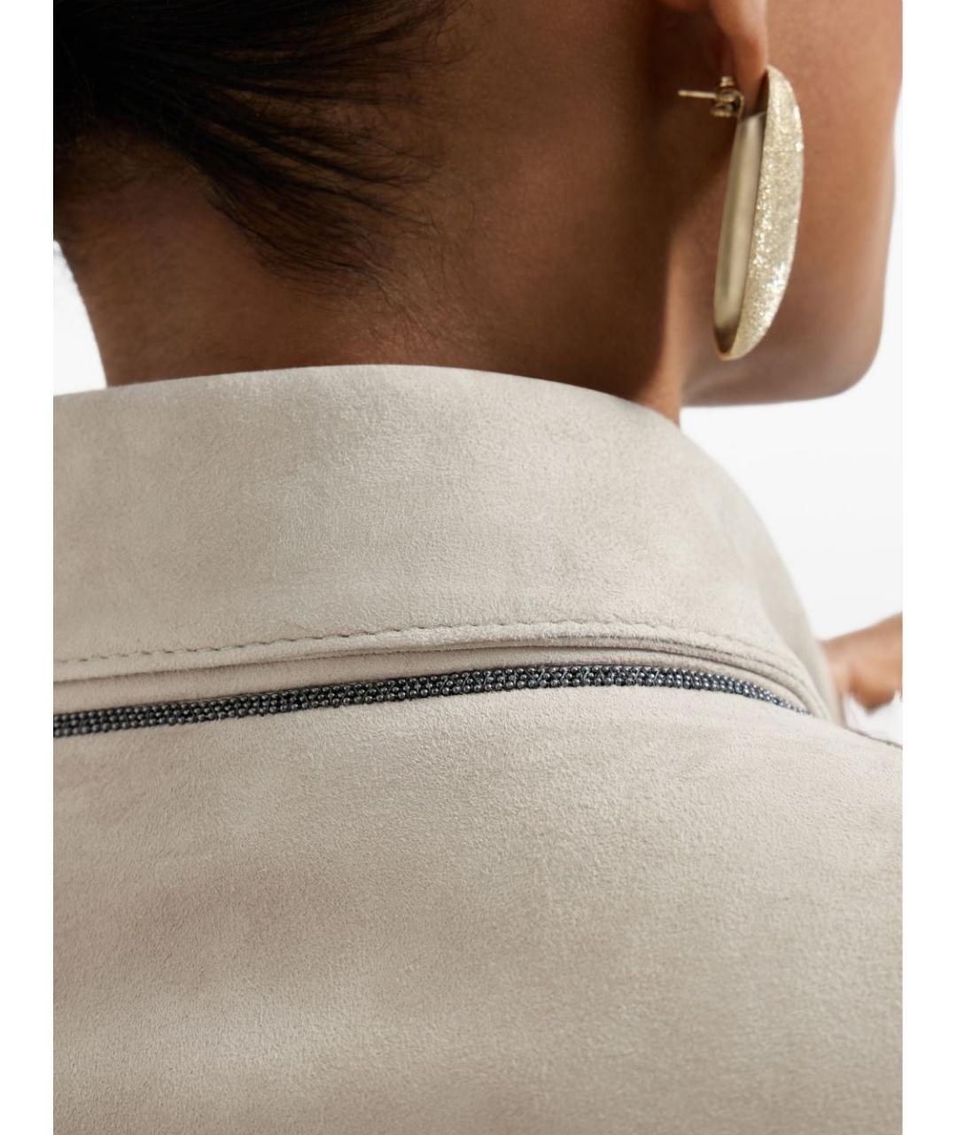 BRUNELLO CUCINELLI Бежевая замшевая куртка, фото 6