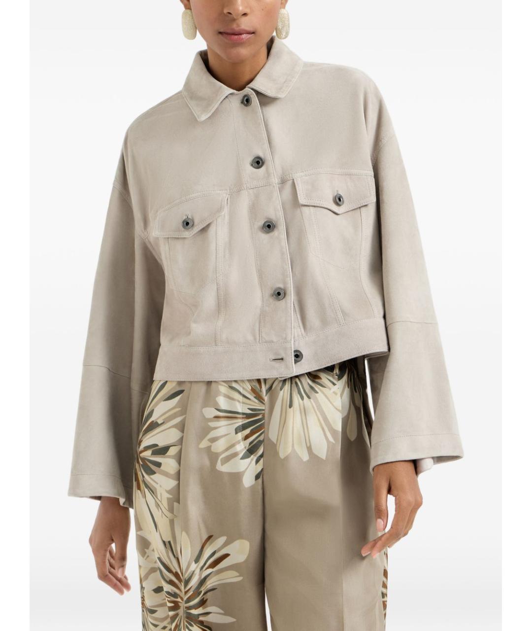 BRUNELLO CUCINELLI Бежевая замшевая куртка, фото 3